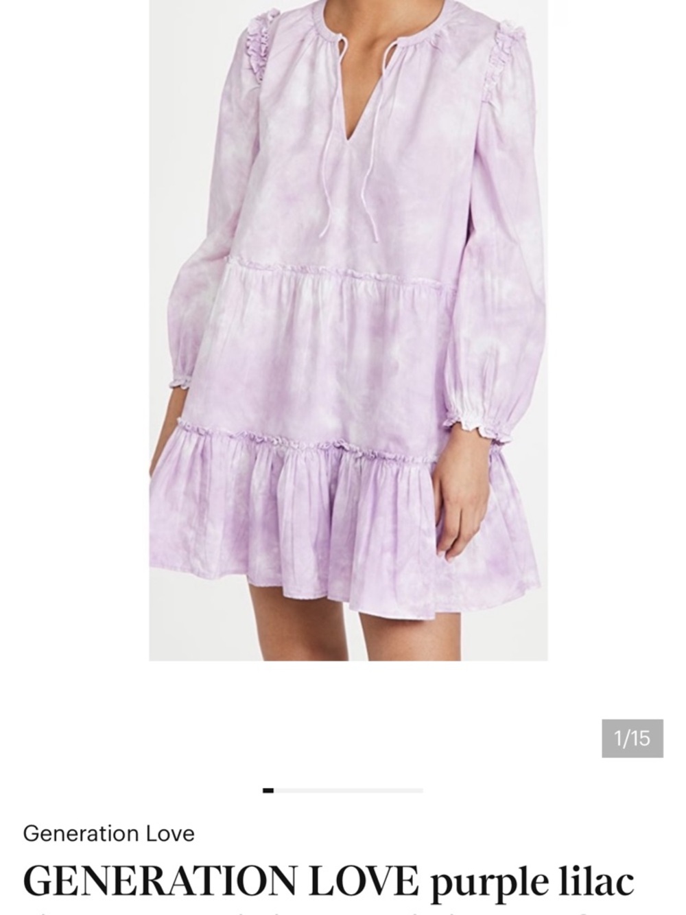Generation Love Lavender Tie-Dye Tiered Dress Sz small